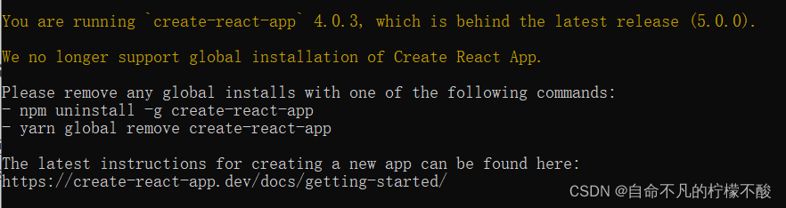 We no longer support global installation of Create React App.