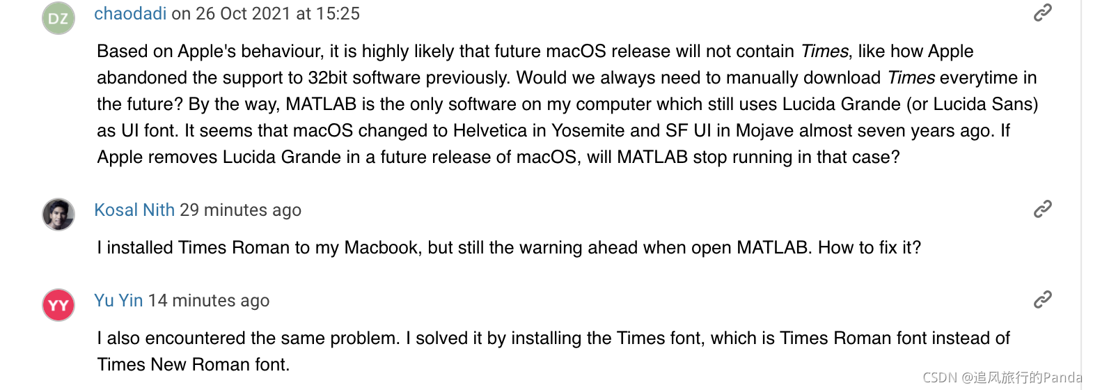 关于mac os更新到monterey， MATLAB出现Warning: the font “Times“ is not available, so “Lucida Bright“ has